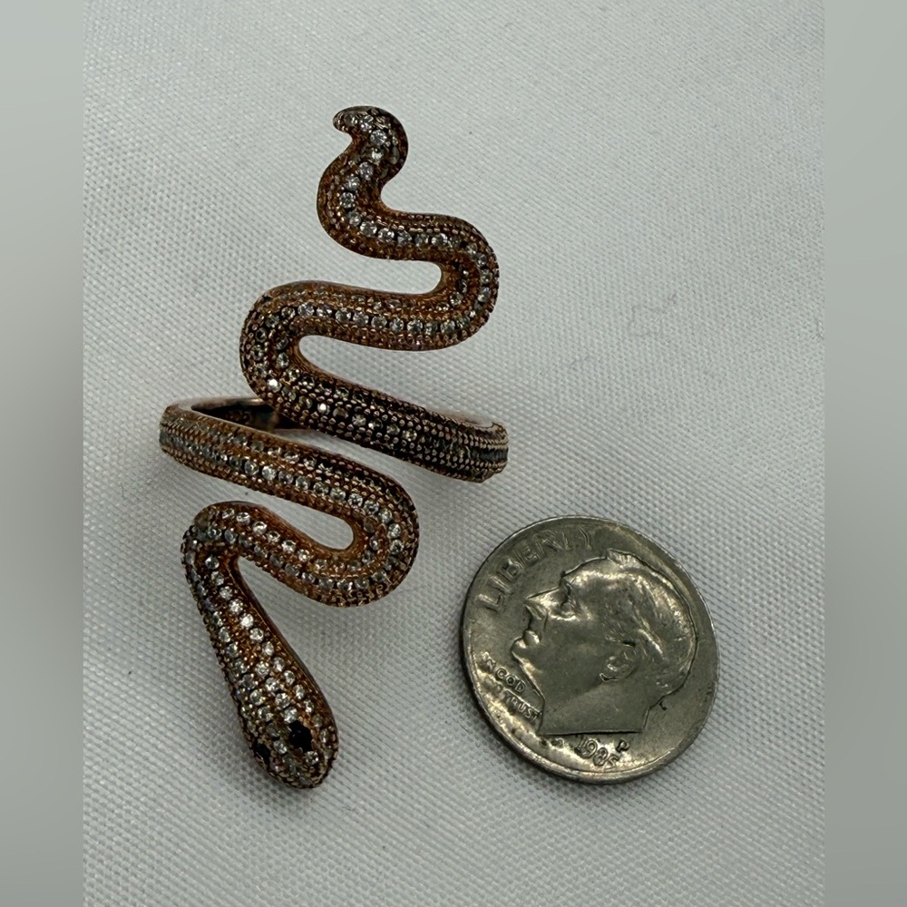 Vintage Sparkly Shiny Snake Ring Pavé Style Adjustable Statement Ring Gift Wrap‎